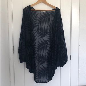 Anthropologie kimono with velvet fern print